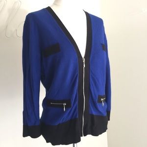 New York Company Zipper Cardigan Cobalt Blue Large